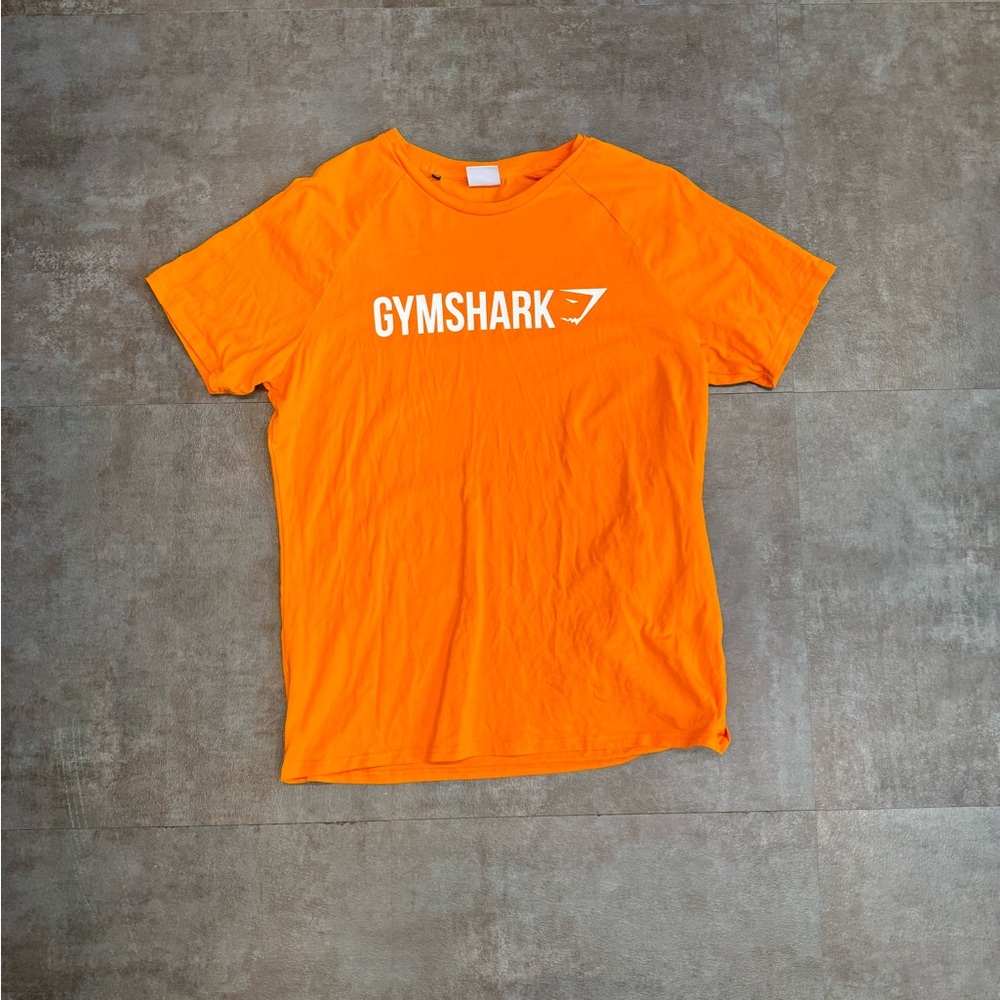 orange gym shark shirt